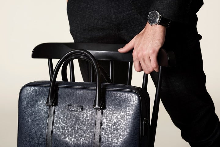 The fashionable Bolvaint Cabot Briefcase and Bolvaint Eanes Classic Minute in Black 