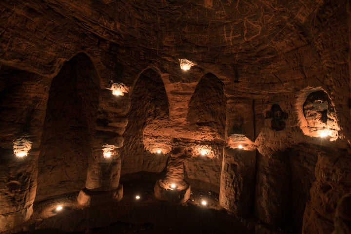 The caves are less than a metre under a farmer's field in Shropshire 