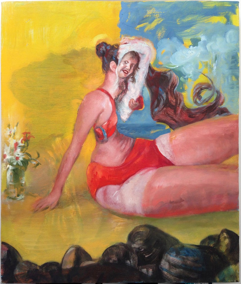 Don Doe, <em>Hunter Mountain Ski Coat Interrupts Still Life at Beach</em> (2013), oil on canvas, 24 x 20 inches