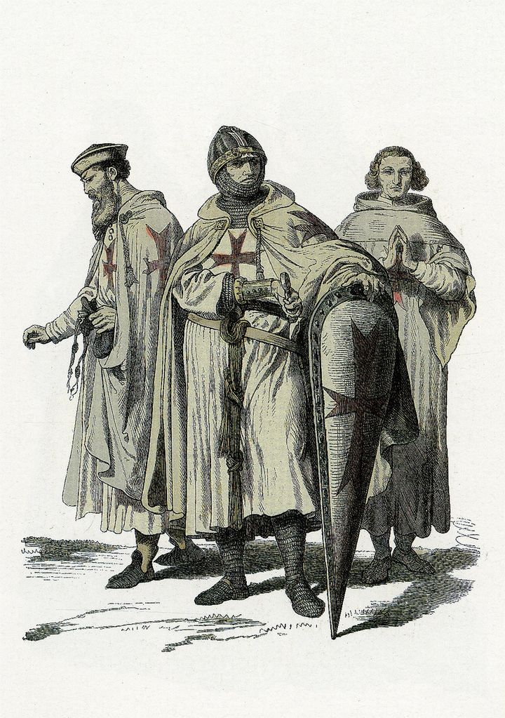 <strong>The Knights Templar of Jerusalem, colour engraving from the 19th century </strong>