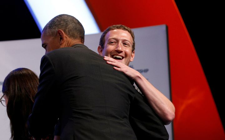 Mark Zuckerberg greets Barack Obama last year