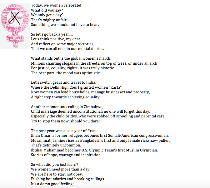 <p>Everyday is Women’s Day</p>