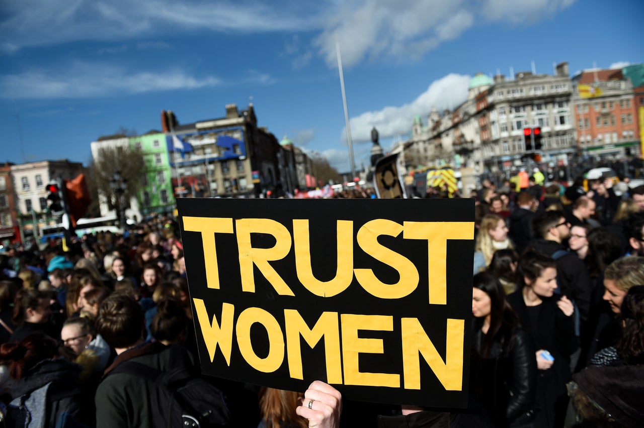 Dublin protestors on March 8, 2017, gathered near the O'Connell Bridge. Despite these wins and signals that attitudes are changing, activists say legal progress has been minimal.