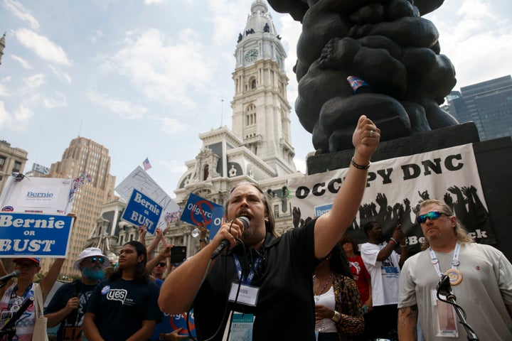 Wylde speaks at a protest during the 2016 Democratic National Convention on July 27, 2016, in Philadelphia. He encourage