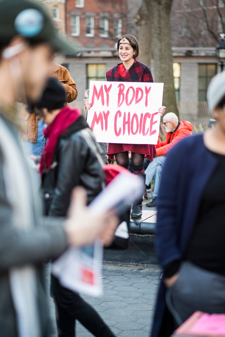 An International Women's Day rally at Washington Square Park in New York.