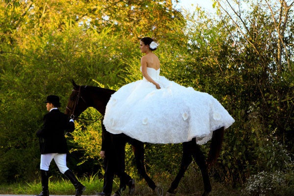 Ride into your wedding ceremony on your own Phillipe.<em> Related: <a href="http://bridalguide.com/planning/the-details/theme/pets-in-weddings" target="_blank" role="link" rel="nofollow" class=" js-entry-link cet-external-link" data-vars-item-name="50 Adorable Ways to Include Your Pet in Your Wedding Day" data-vars-item-type="text" data-vars-unit-name="58c0aaaee4b0a797c1d398f0" data-vars-unit-type="buzz_body" data-vars-target-content-id="http://bridalguide.com/planning/the-details/theme/pets-in-weddings" data-vars-target-content-type="url" data-vars-type="web_external_link" data-vars-subunit-name="article_body" data-vars-subunit-type="component" data-vars-position-in-subunit="9">50 Adorable Ways to Include Your Pet in Your Wedding Day</a></em>