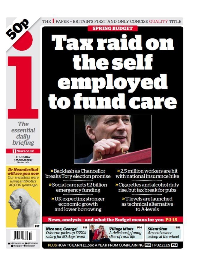 Another 'tax raid' headline from The i.