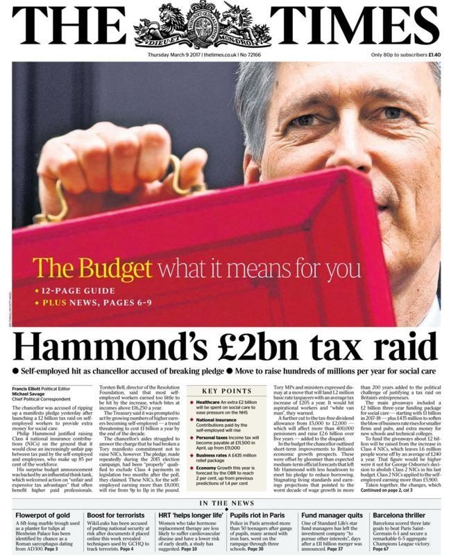 The Times described the announcement as a 'tax raid'