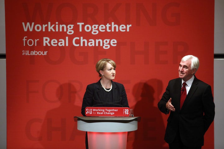 Shadow Business Secretary Rebecca Long-Bailey with John McDonnell