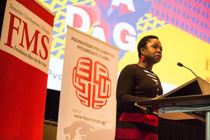 Amma Assante delivering the opening address at the <em>Africa Day</em> 2016. The latter is the largest annual event in the Ne