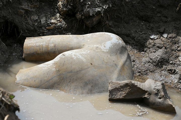 A part of the torso archaeologists believe depicts Pharaoh Ramses II