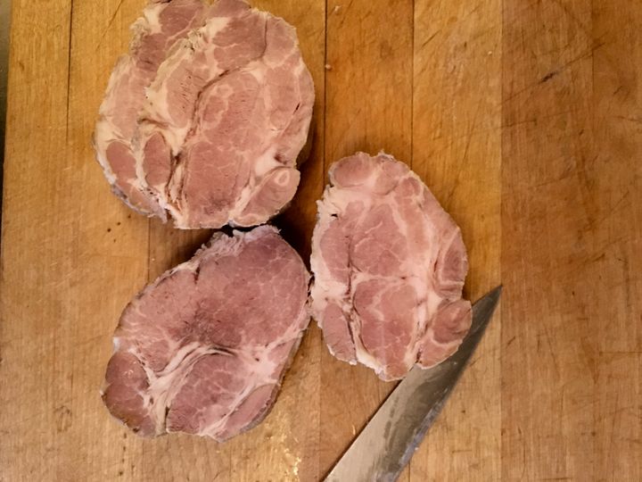 Cold pork cut into portions