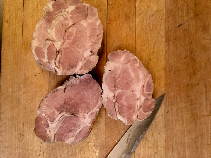 Cold pork cut into portions