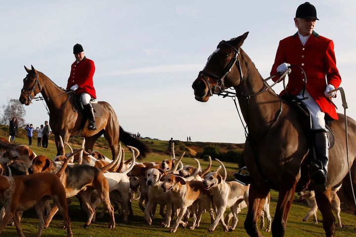 <strong>Members of the New Forest Hunt arrive at Boltons Bench for the annual Boxing Day hunt in Lyndhurst, Hampshire last year.</strong>