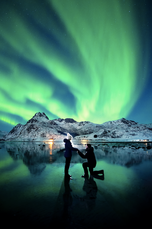 Dale placed a torch light behind them to illuminate the shot and set the camera's self-timer. 