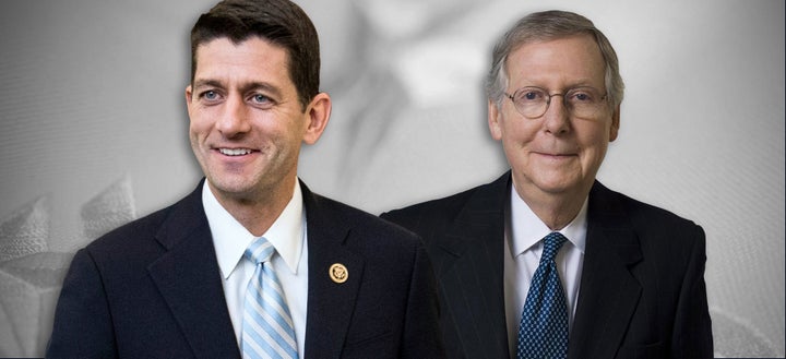 <p>Speaker of the House Paul Ryan (left, R-WI) and Senate Majority Leader Mitch McConnell (R-KY)</p>
