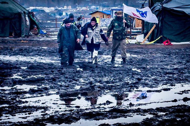 Inside Oceti Sakowin camp on the day the eviction order went into effect, February 22, 2017. 