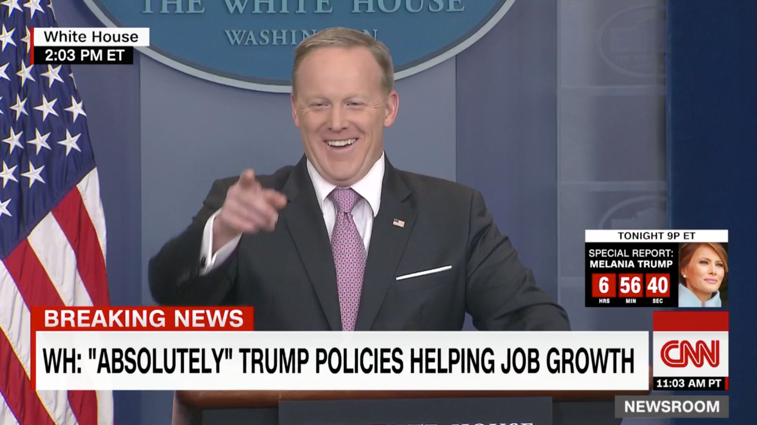 Sean Spicer Quotes Donald Trump On Jobs Report, Makes A Joke That Isn't ...