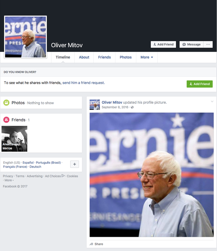 A Facebook user named Oliver Mitov posted dubious news links about Hillary Clinton.