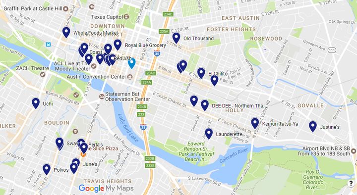 Where to eat in Austin for SXSW. CLICK HERE for interactive map