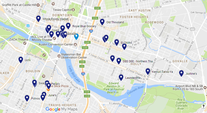 Where to eat in Austin for SXSW. CLICK HERE for interactive map