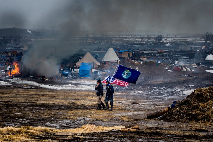 Approximately 100 water protectors remained inside the camp after the eviction deadline passed.