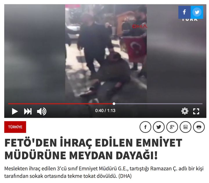 A man beats a fired police official in broad daylight in Black Sea Province of Samsun.