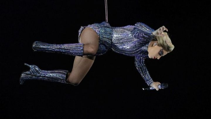 Singer Lady Gaga performs during the halftime show of the NFL Super Bowl 51 football game between the New England Patriots and the Atlanta Falcons, Sunday, Feb. 5, 2017, in Houston. (AP)