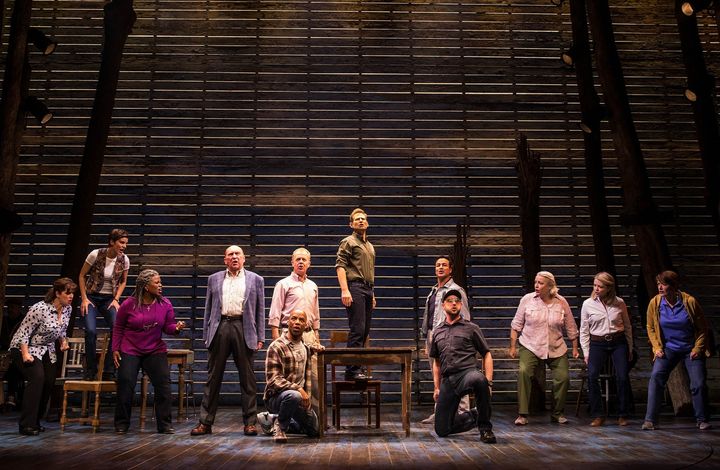 Chad Kimball (center) and the Cast of Come From Away