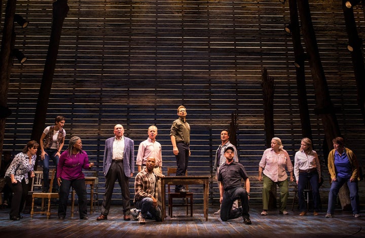 <p>Chad Kimball (center) and the Cast of <em>Come From Away</em></p>