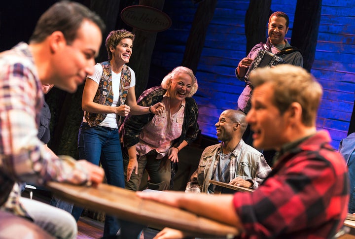 <p>Caesar Samayoa, Jenn Colella, Astrid Van Wieren, Rodney Hicks and Chad Kimball in <em>Come From Away</em></p>