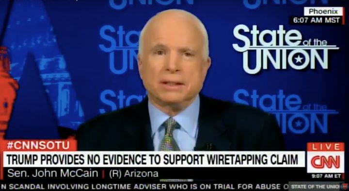 Sen. John McCain on Sunday called on President Trump to either back his wiretapping claim with evidence or retract it.