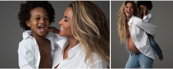 Ciara showing off her baby bump with her first born son, Future Jr.