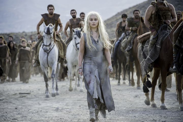 In "Game of Thrones," members of the nomadic Dothraki tribe, pictured above behind Daenerys Targaryen, speak the Dothraki language.