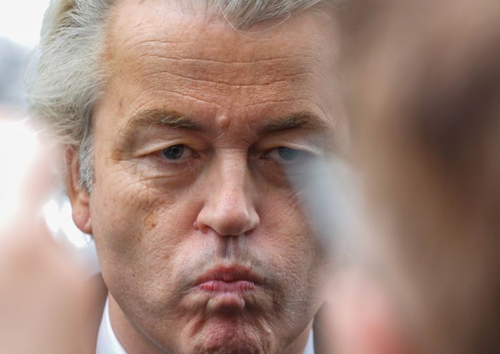 Wilders takes part in a protest outside the Turkish embassy in The Hague, Netherlands. March 8.