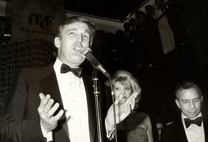 Donald Trump celebrates publication of The Art of the Deal at the Trump Tower Atrium in New York City on Dec. 12, 1987. Earlier that year, he made his first reported trip to the Soviet Union and later outlined a U.S.-Russia plan on nuclear proliferation.