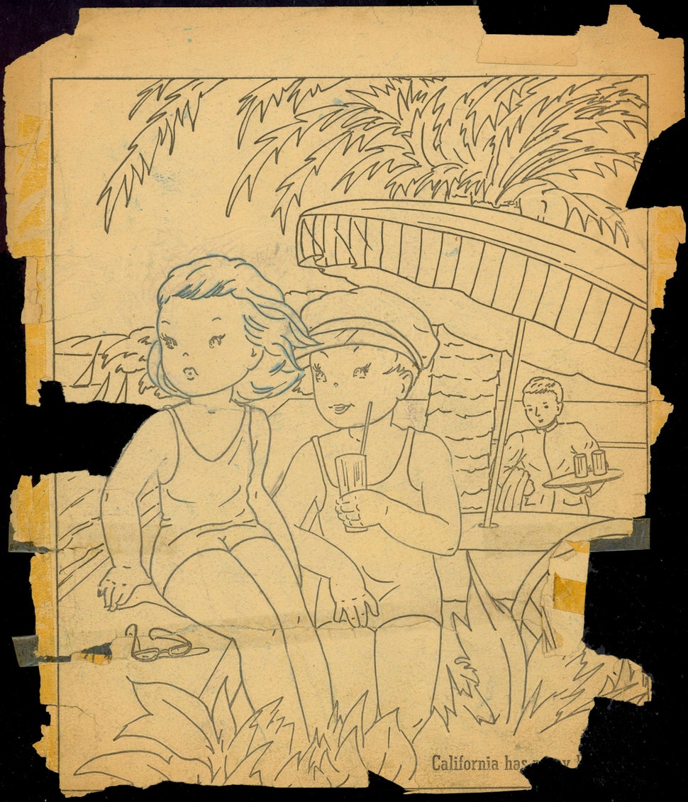 Untitled coloring book clipping ("California").