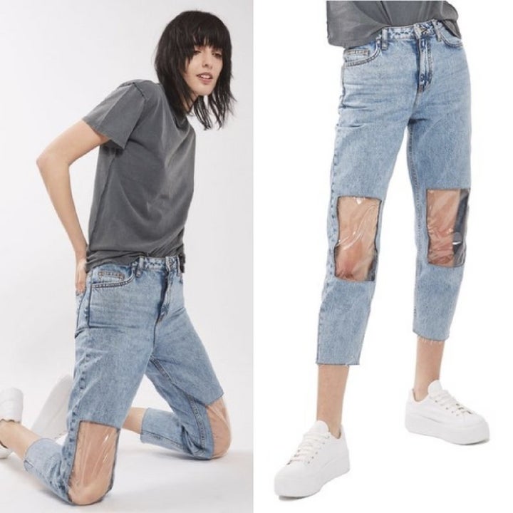 Topshop clear best sale plastic jeans