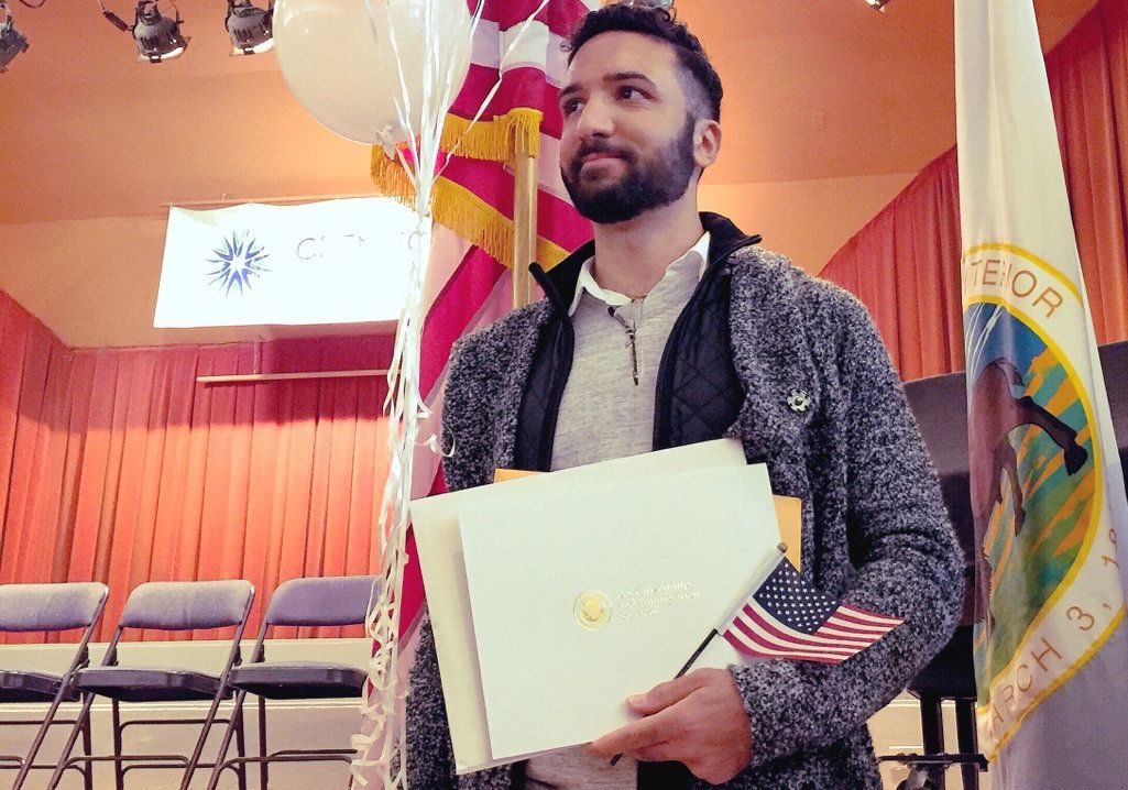 Mouhanad after receiving his U.S. citizenship in a ceremony at the historic Glen Echo Park in Maryland in October 2015. 