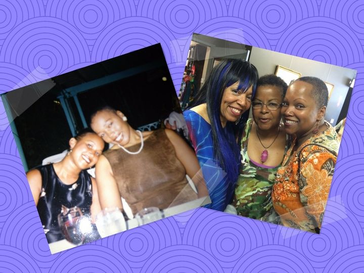 Me with Lisa Vaughn. We sang with Chaka together for years one of my closest friends (Photo on the Left), (Left to Right) Mortonette Jenkins, Sandy Simmons and Bridgette Bryant fellow backing vocalists and close friends (Photo on the Right).