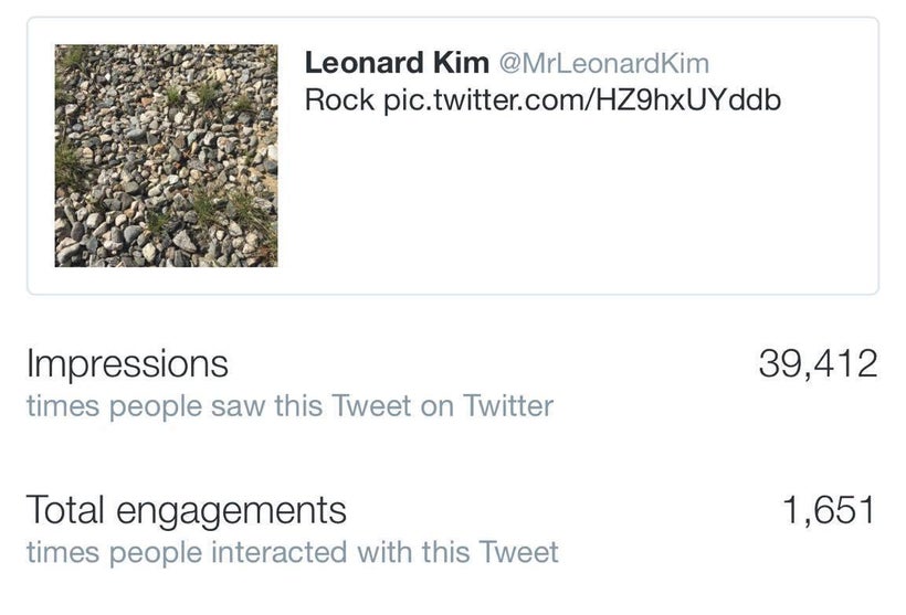 Leonard Kim receives over 1600 engagements on a photo of rocks