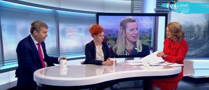 Jack Monroe with their lawyer Mark Lewis on the Victoria Derbyshire show on Tuesday 