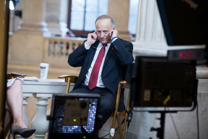 Rep. Steve King is interviewed by NBC News in the rotunda of Russell Building on Jan. 3, the first day of the 115th Congress.