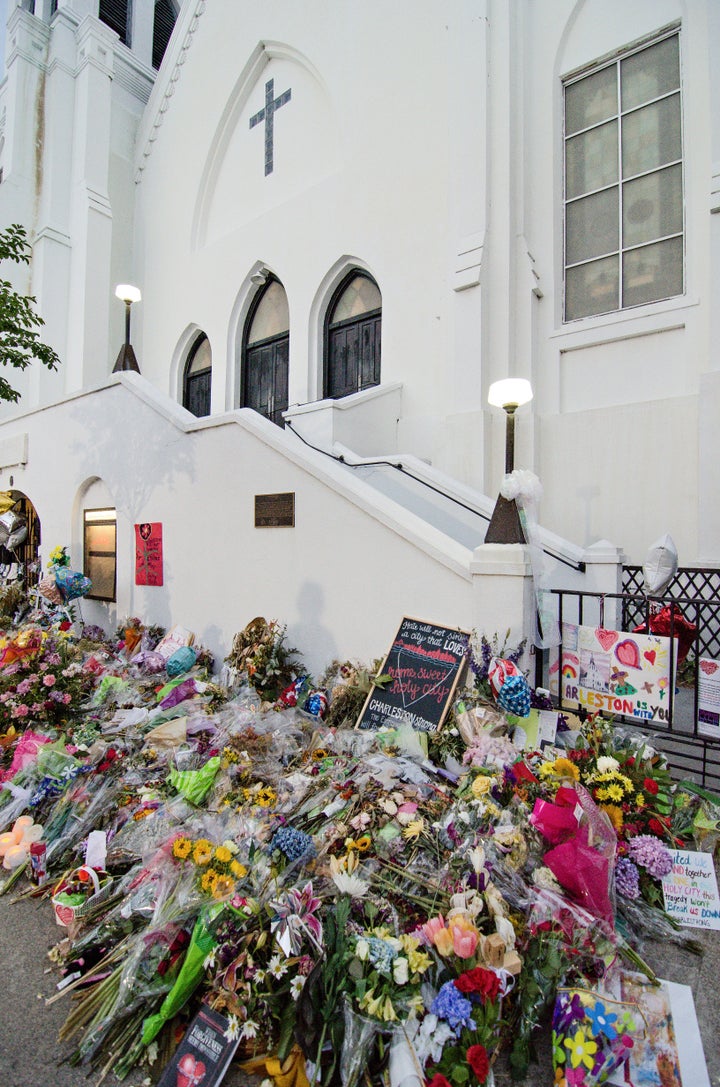 Days follows the shooting at Emanuel Church AME, tributes line the sidewalks leading up to the church in Charleston, South Ca