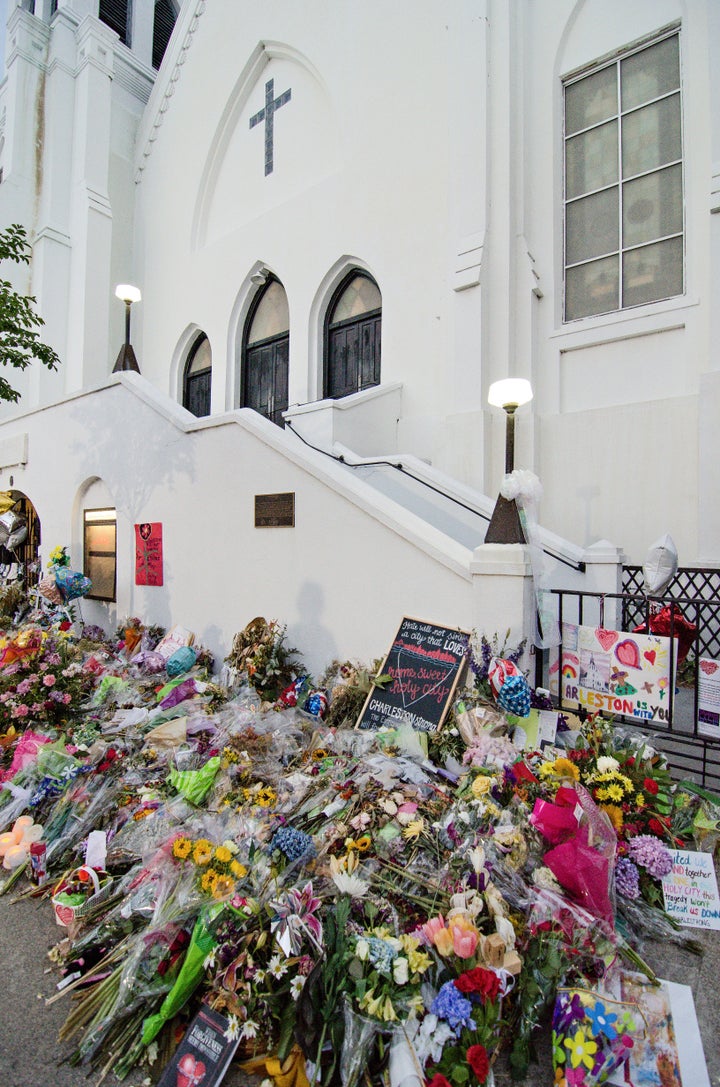 Days follows the shooting at Emanuel Church AME, tributes line the sidewalks leading up to the church in Charleston, South Carolina. 