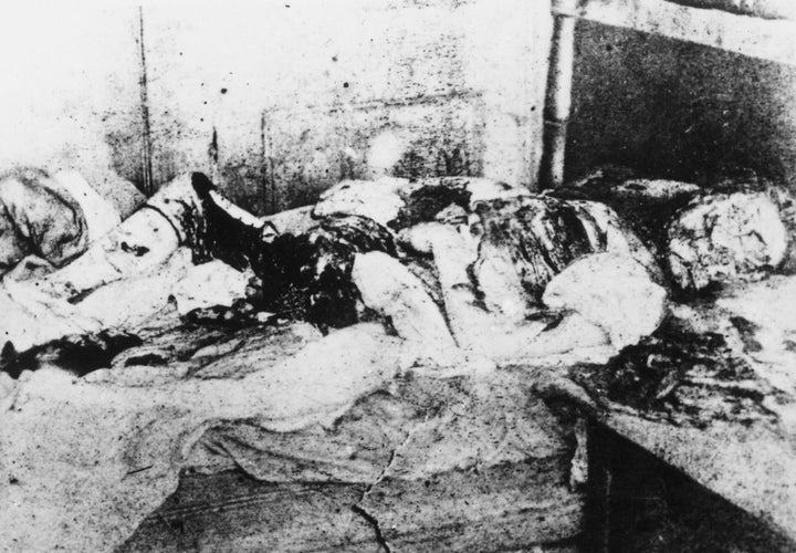 The virtually unrecognisable remains of the Ripper's last victim, Mary Jane Kelly