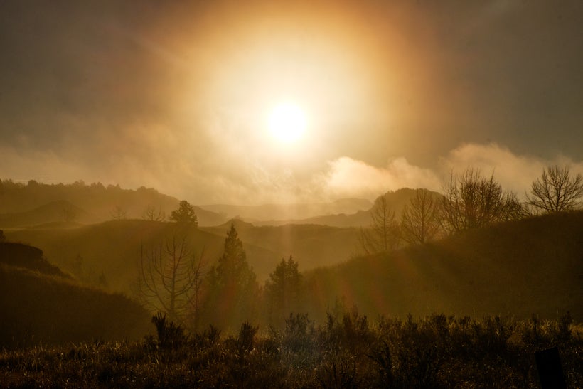 <em>A bold sunrise over Theodore Roosevelt National Park in North Dakota. </em>