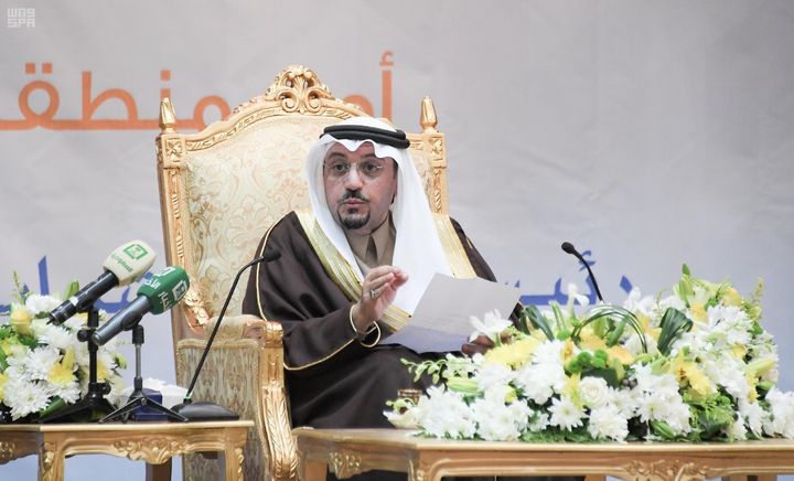 Prince Faisal bin Mishal bin Saud delivered opening remarks at the Qassim Girls Council on Saturday. Not pictured: Women.