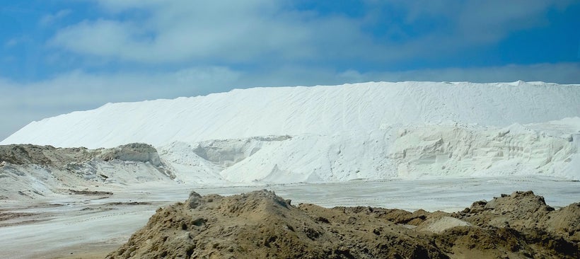 Mountains of salt at Guerrero Negro Salt Mine, Baja, Mexico