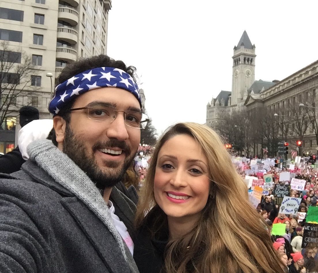 Mouhanad and his sister Oula Alrifai at the Women's March in Washington. Jan. 21, 2017.